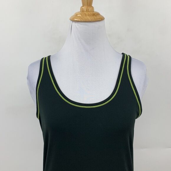 Under Armour Tank Top Womens M Black Lime Green Spell Out Logo Stretch Active - Picture 3 of 12